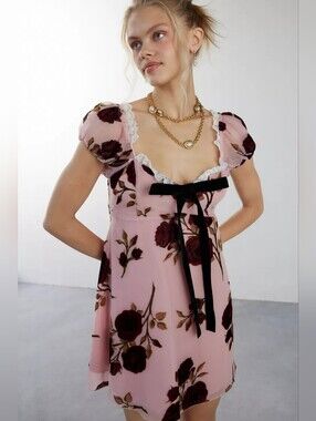 For Love & Lemons Rose Velvet Mini Dress